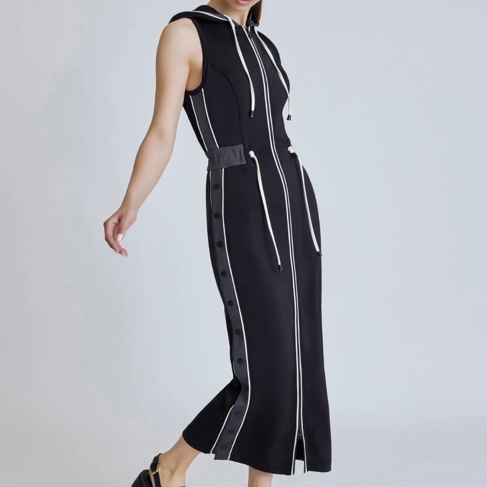 Blanc Noir Black and White Hooded Vista Track Dress